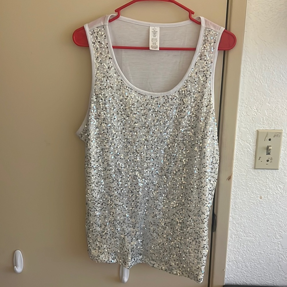 White sequin tank
